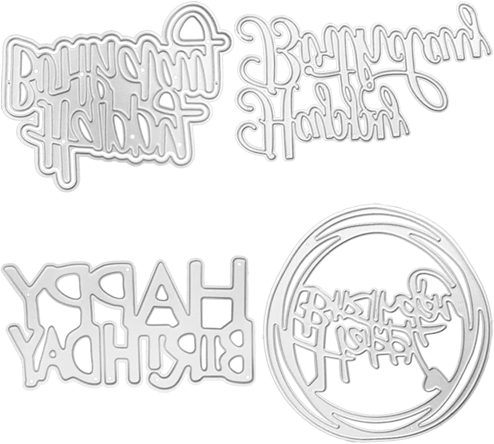 4 Set Die Cuts for Card Making,  Happy Birthday Cutting Dies Card Making Supplies DIY Die Cutters Card Making Die Stencils for Scrapbooking