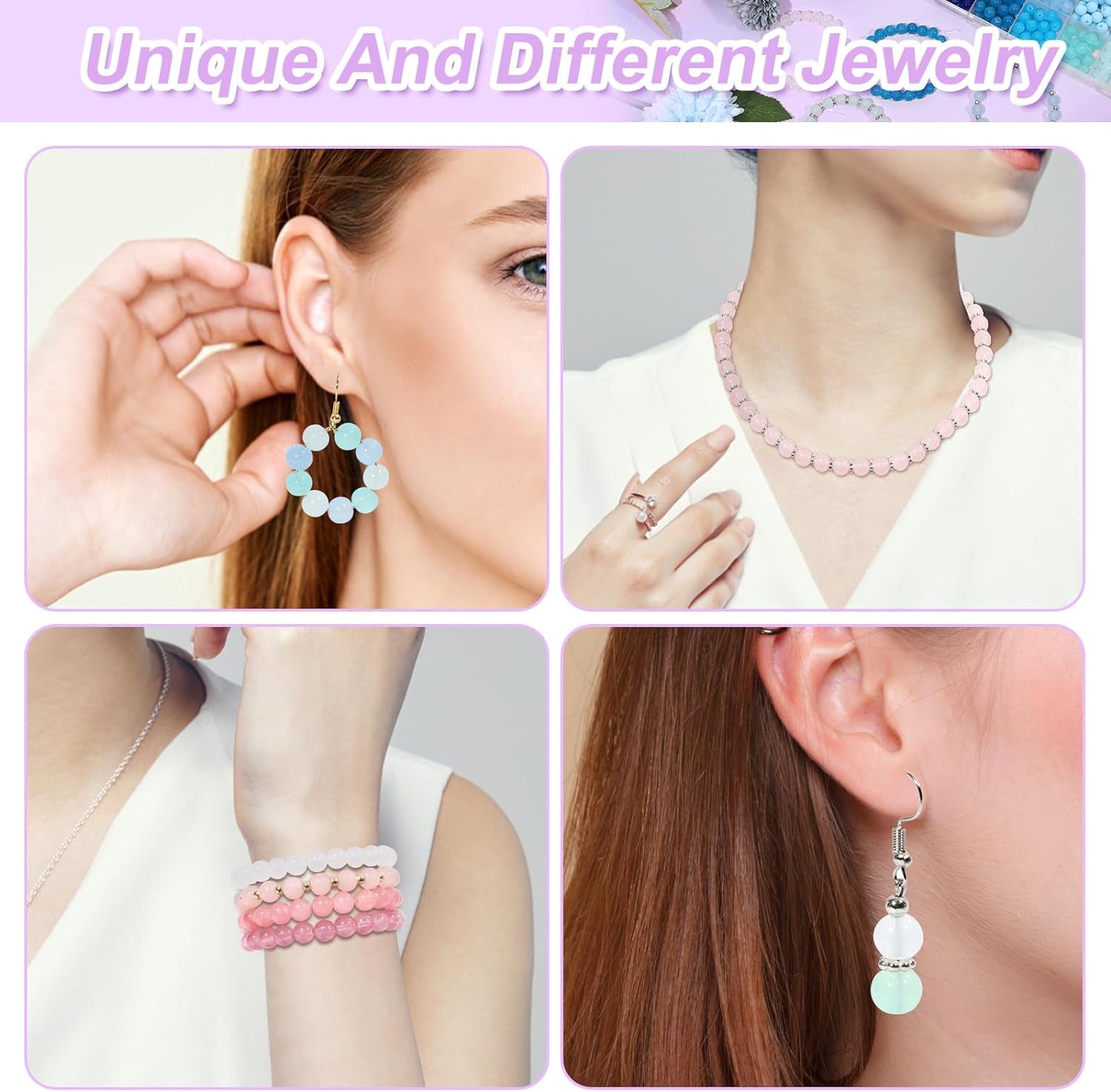 1600 Pcs Glass Beads for Bracelets, 48 Colors Crystal Beads for Jewelry Making 8Mm round Friendship Bracelet Beads for DIY Crafts Holiday Gifts, SKU-037-1