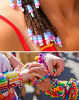 3430Pcs Pony Beads for Bracelets Making Kit, 44 Colors 2400Pcs Kandi Bracelet Kit with 720Pcs Letter Beads and 300Pcs Smiley Face Beads, Large Hole Beads for Jewelry Making, with Elastic Strings