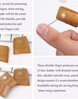 8 Pcs Sewing Thimble + 30 Pcs Sewing Needles, Finger Protector Fingertip Thimble Adjustable Metal Bronze Sewing Thimble Rings and Leather Coin Thimble for Needlework, Hand Embroidery Craft