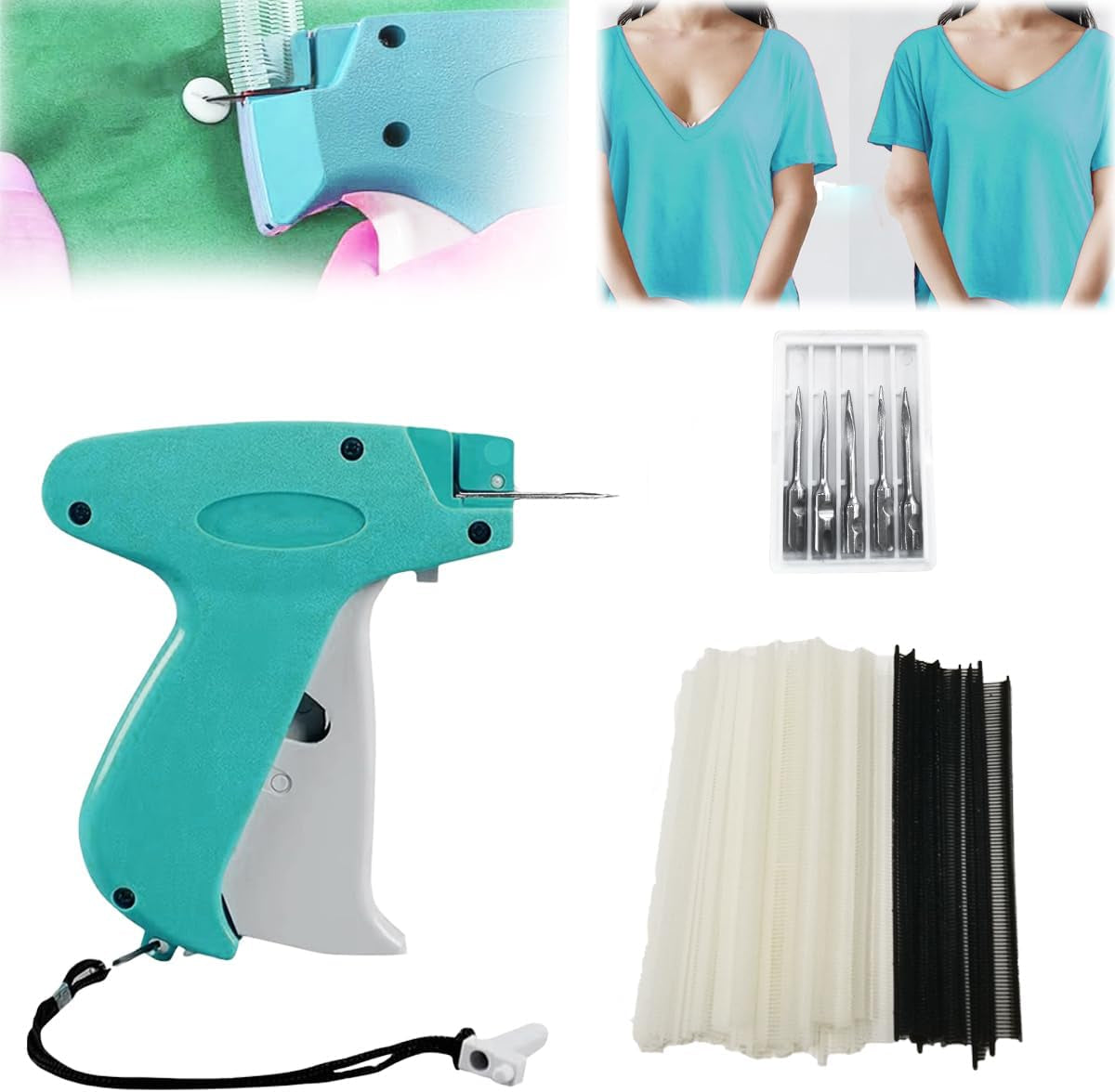 Quick Clothing Fixer,Quilt Tacking Gun, Mini Stitchy Gun,Tagging Stitch Tool for Clothing,Mini Stitch Hemming Gun for Clothes (Blue)