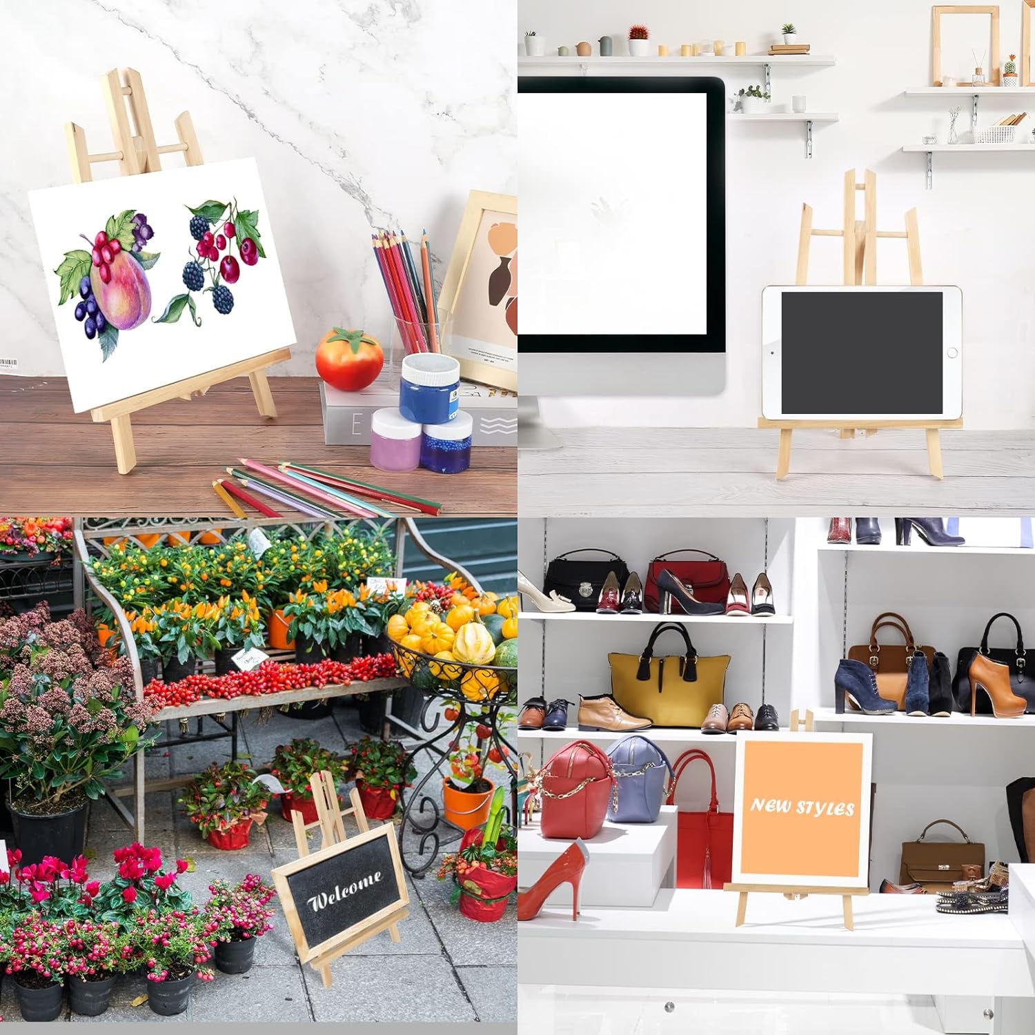 3 Packs 16 Inch Easel Stand, Table Top Easel for Painting, Wooden Tabletop Display Easels, Art Craft Painting Easel Stand for Kids Artist Adults Students Classroom