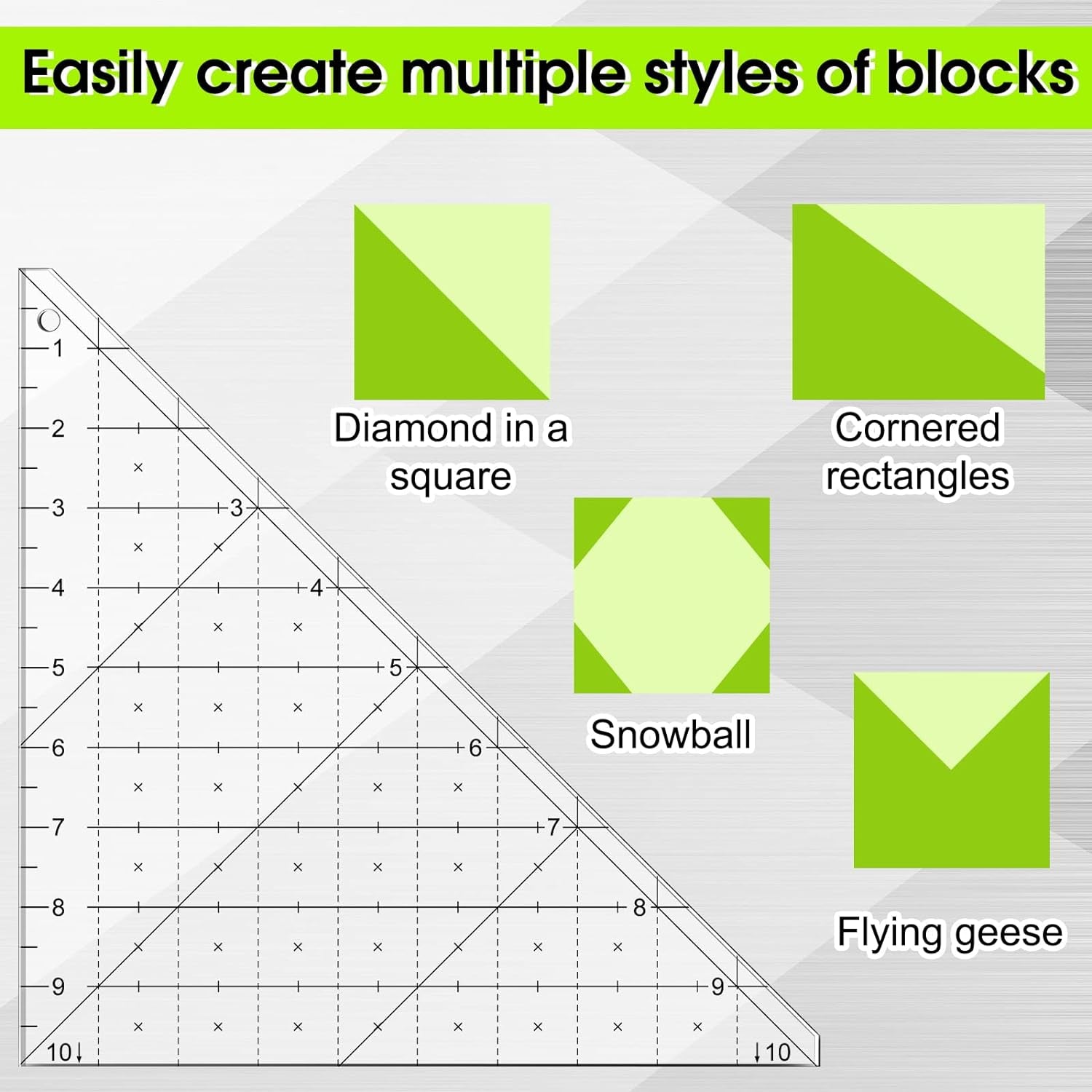 2 Pieces Folded Corner Ruler Acrylic Folded Corner Clipper Tool Simplicity 45 Degree Triangle Ruler and Quilting Template for Sewing Cutting Cutter Tools, Transparent