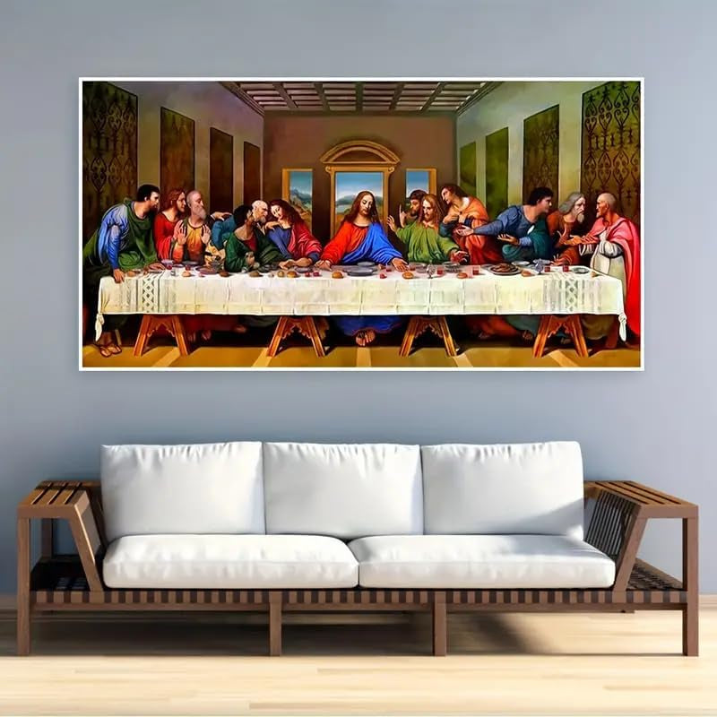 the Last Supper Diamond Painting Kits for Adults, Large Size 15.8"X31.5" Full Drill Diamond Arts Painting by Number Kits for Adults, DIY Painting Diamond Dot Arts Crafts for Home Wall Decor