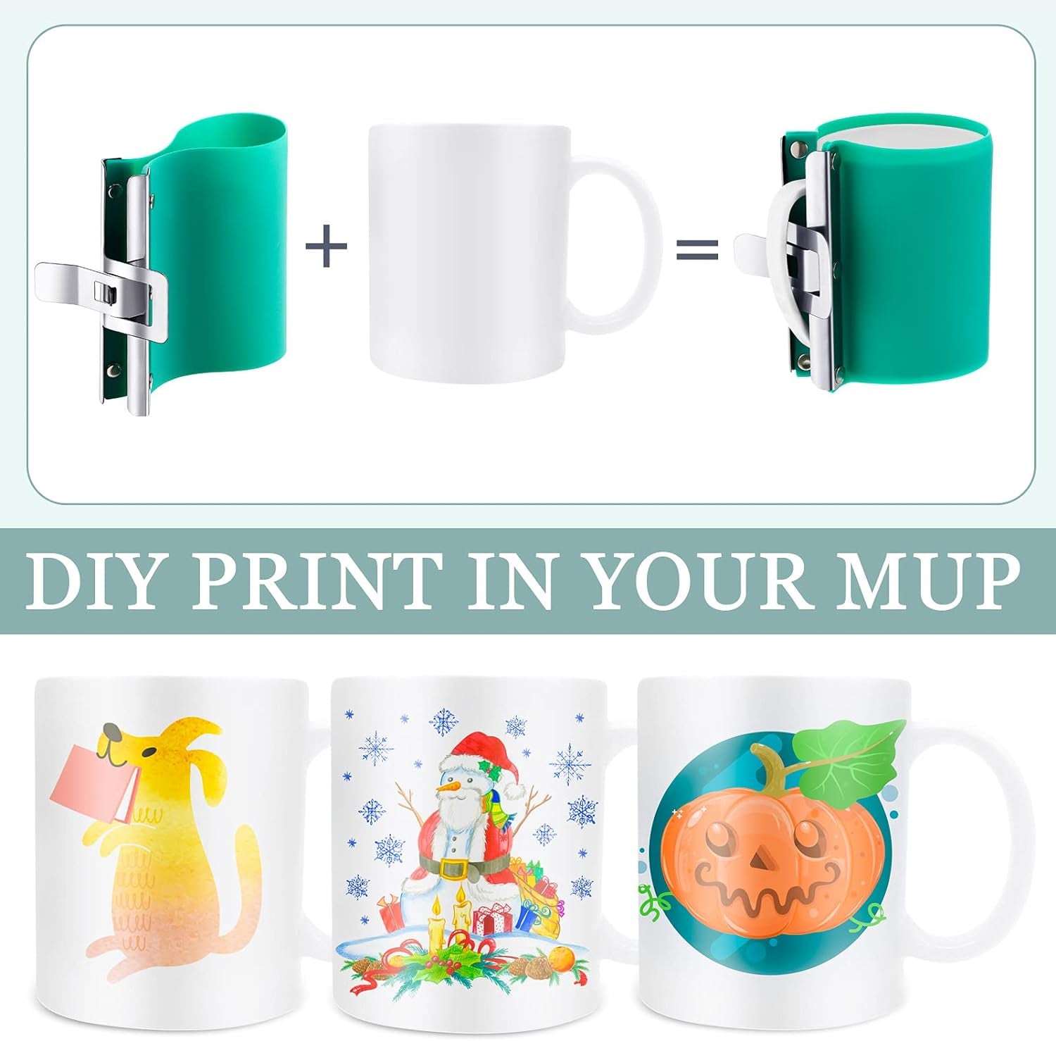 15 Oz and 11 Oz Silicone Mug Clamp, 3D Sublimation Silicone Mug Wrap Cup Clamp Fixture for Mugs Printing