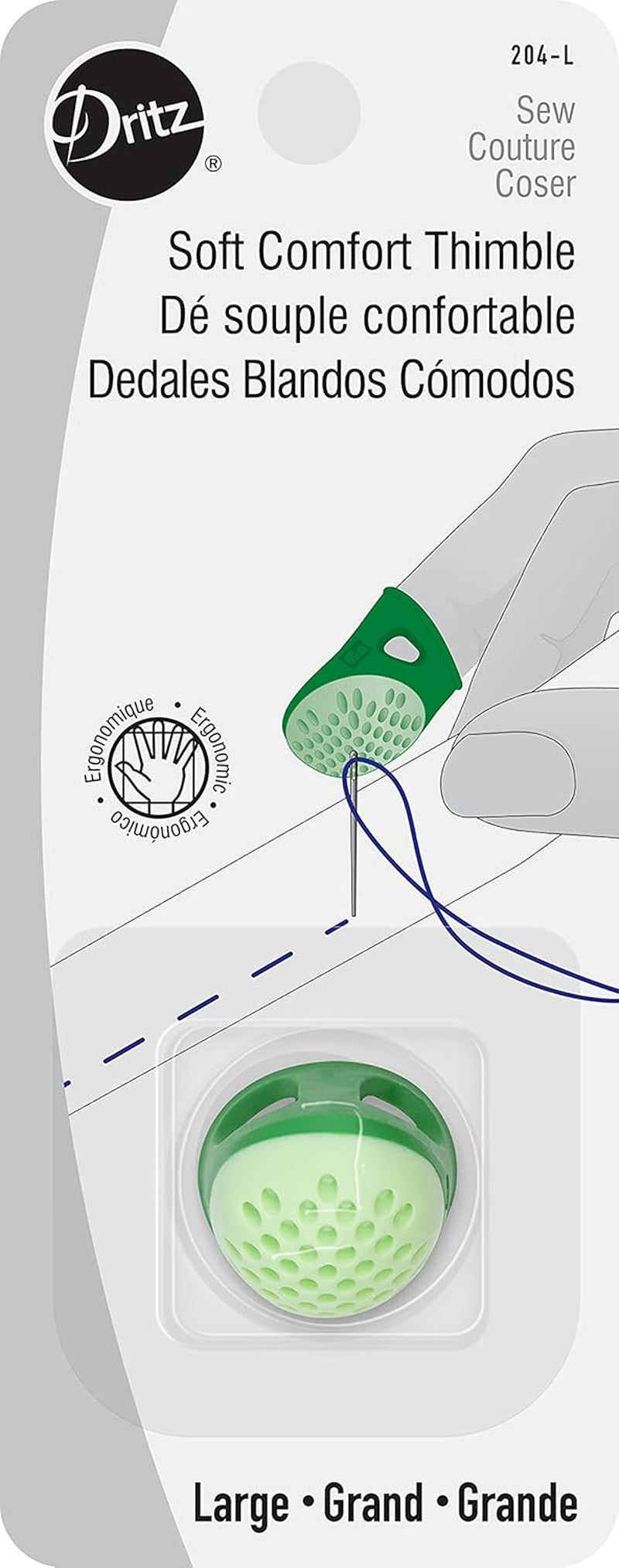 204-S Soft Comfort Thimble, Size Small,Green