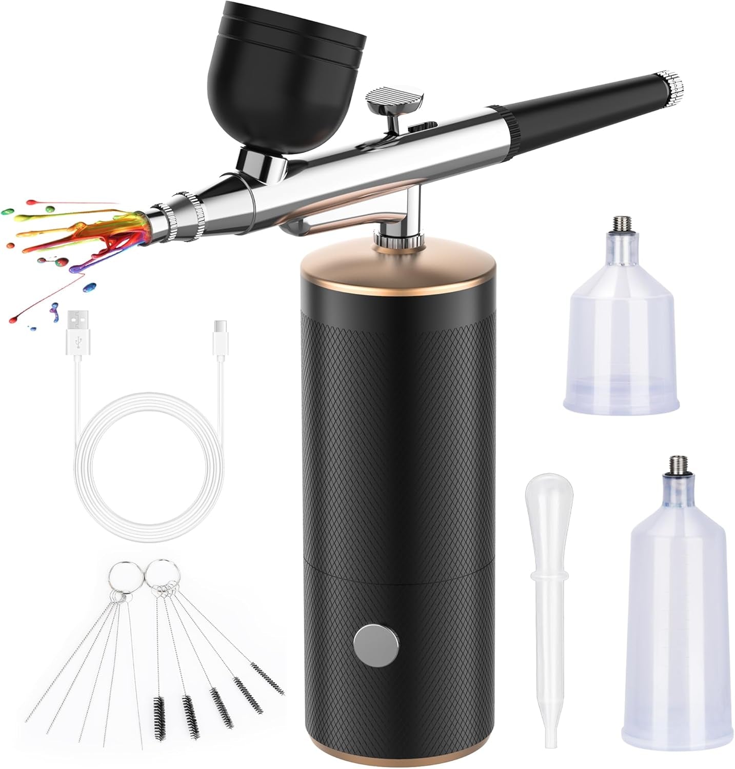 Cordless Airbrush Kit, Airbrush Kit with 0.3Mm Tip, Handheld Rechargeable Air Brush with Compressor for Makeup, Nailart, Painting, Cake, Cookie, Model