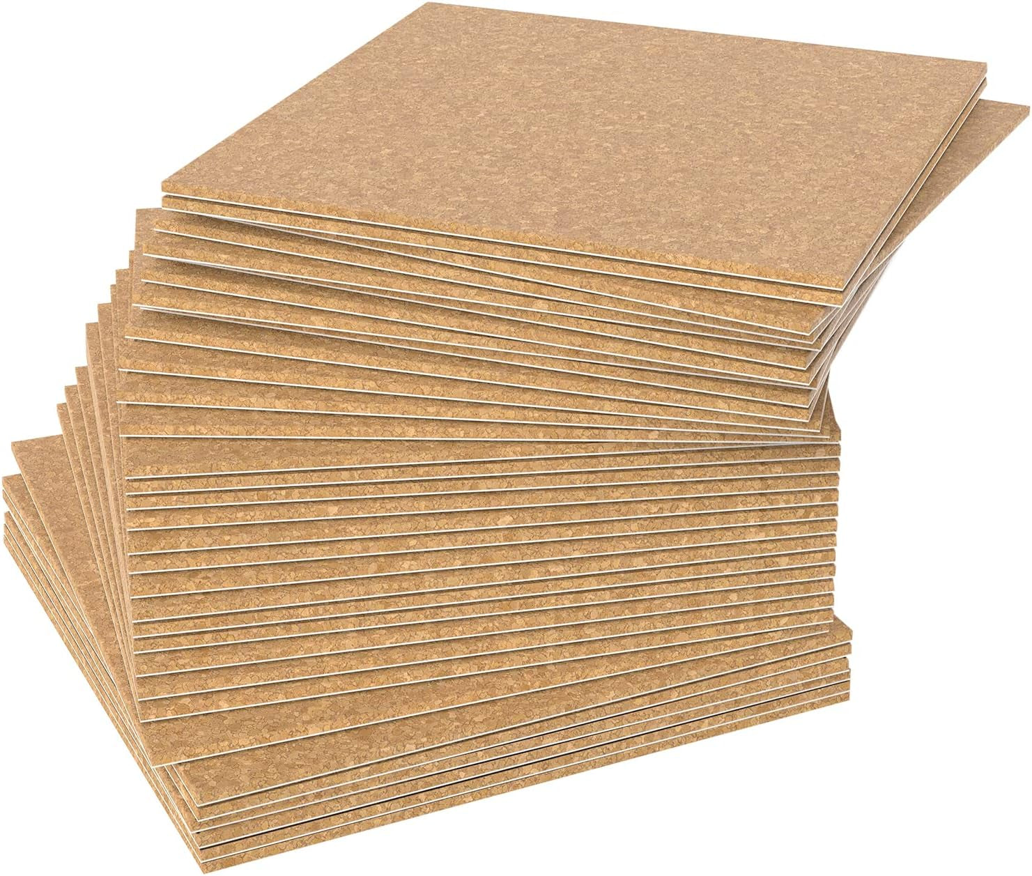 60 Pack 4 X 4 Inch Cork Squares Self-Adhesive Cork Tiles Mat with Strong Adhesive-Backed for Wall Decor and DIY Adhesive
