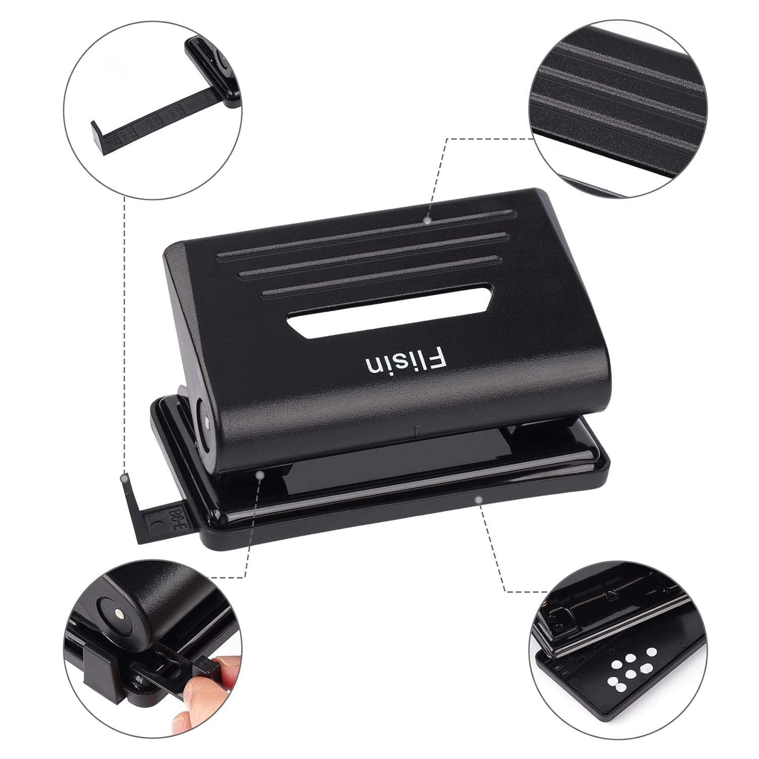 2 Hole Punch,Hole Puncher, Smart Touch, 10 Sheet Punch Capacity, Low Force, Black