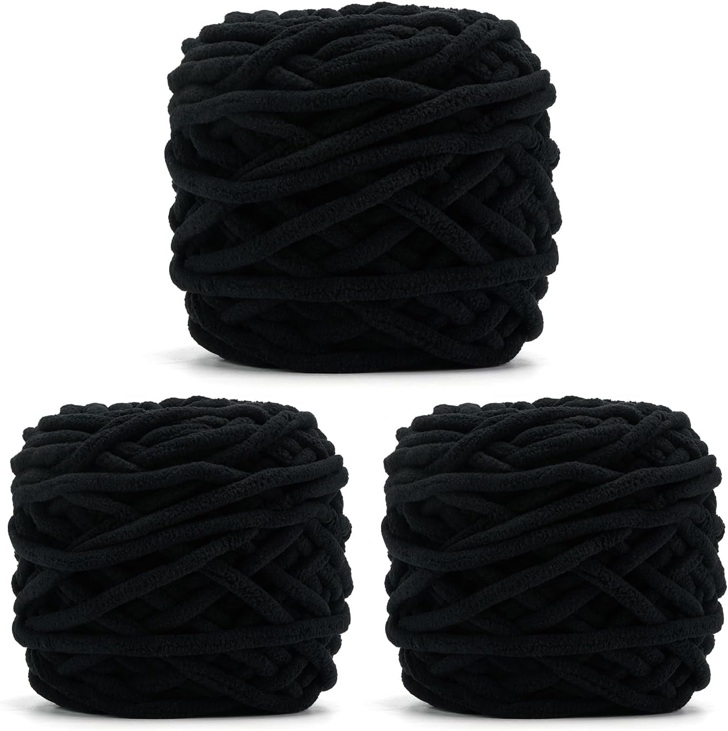 Blanket Yarn 3 Pack of 100G/3.5Oz - White Chenille Yarn 6 Super Bulky - Knitting, Crocheting &amp; Crafts Chunky Yarn