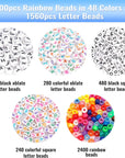 3960Pcs Pony Beads for Friendship Bracelet Making Kit 48 Colors Kandi Beads Set, 2400Pcs Plastic Rainbow Bulk and 1560Pcs Letter Beads with 20 Meter Elastic Threads for Craft Jewelry Necklace
