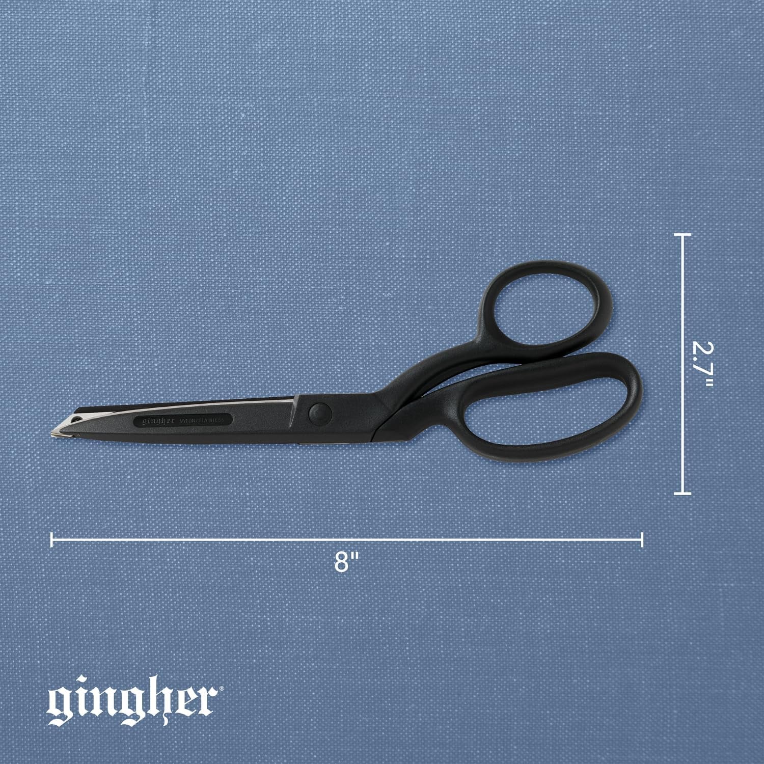 Featherweight Bent Handle Scissors - 8" Stainless Steel Shears - Sharp Fabric Scissors - Black