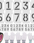 44 Pieces Curb Stencils Kit for Address Painting, Including 40 0-9 Curb Number Stencils, 4 Inch Tall, 4 Pieces of Each, Adhesive Tape, 3 Pairs Gloves, Reusable Plastic Numbers for Road Wood Chalkboard