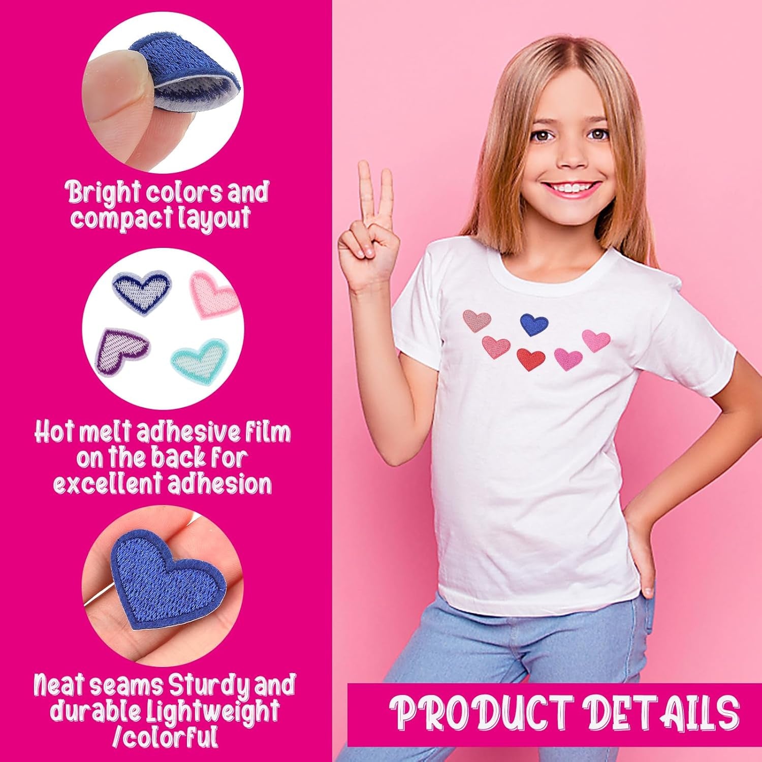 Heart Iron on Patches, 31Pcs Mini Heart Iron on Decal Colorful Heart Patch Ironable Patches Embroidered Sew on Heart Patches Appliques for Clothes Dress Hat Jeans DIY Backpack Shoes (31)