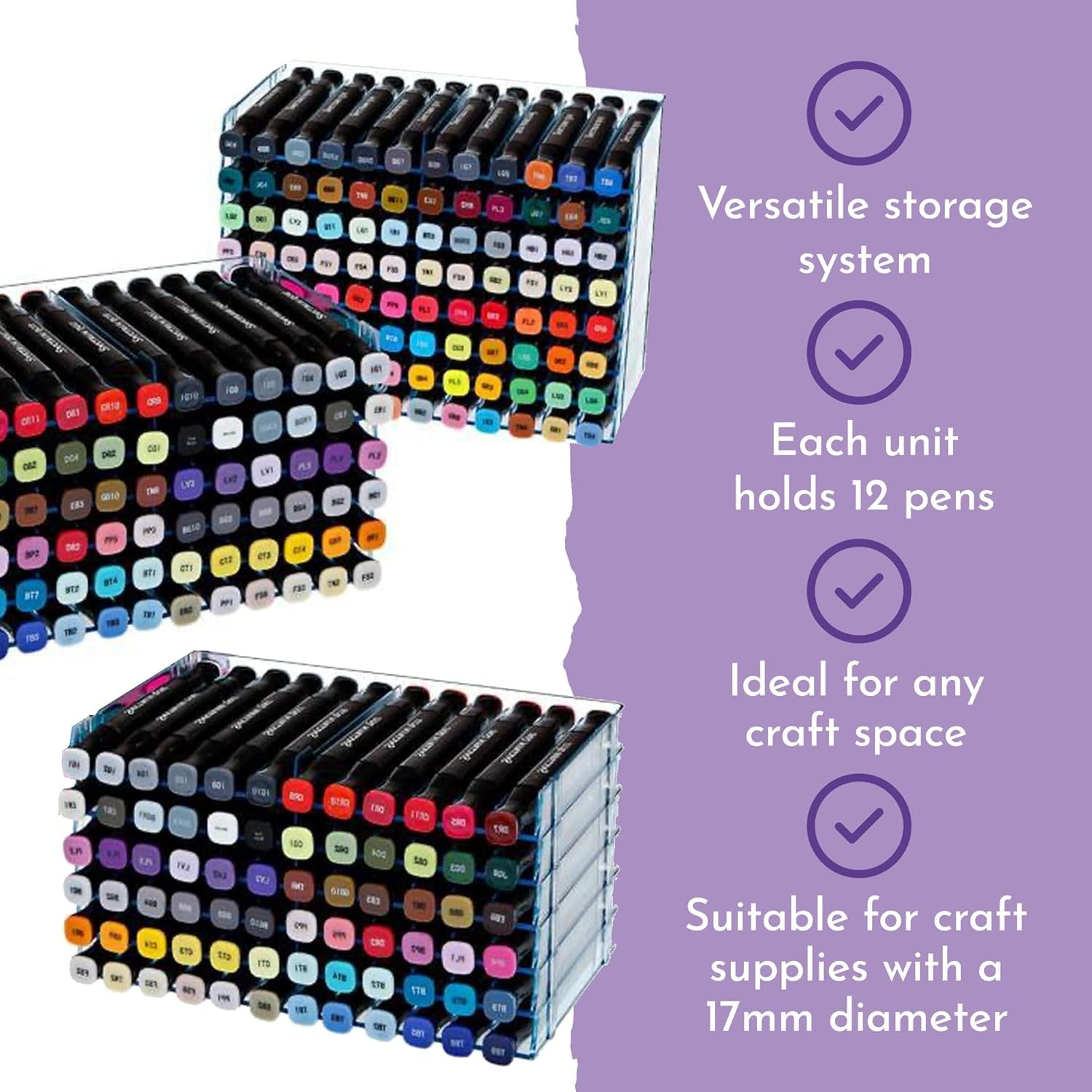 Crafter'S Companion - Universal Marker Storage System Modular System for 72 Pens (4 Trays) - Clear, 6 Count (Pack of 1)