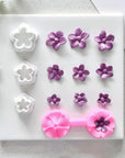 Flower Petal Clay Cutters - Flower Polymer Clay Cutters for Earrings Making, 3Pcs Clay Cutters with 1Pcs Petal Press Polymer Clay Mold, Clay Cutters for Polymer Clay Jewelry Making