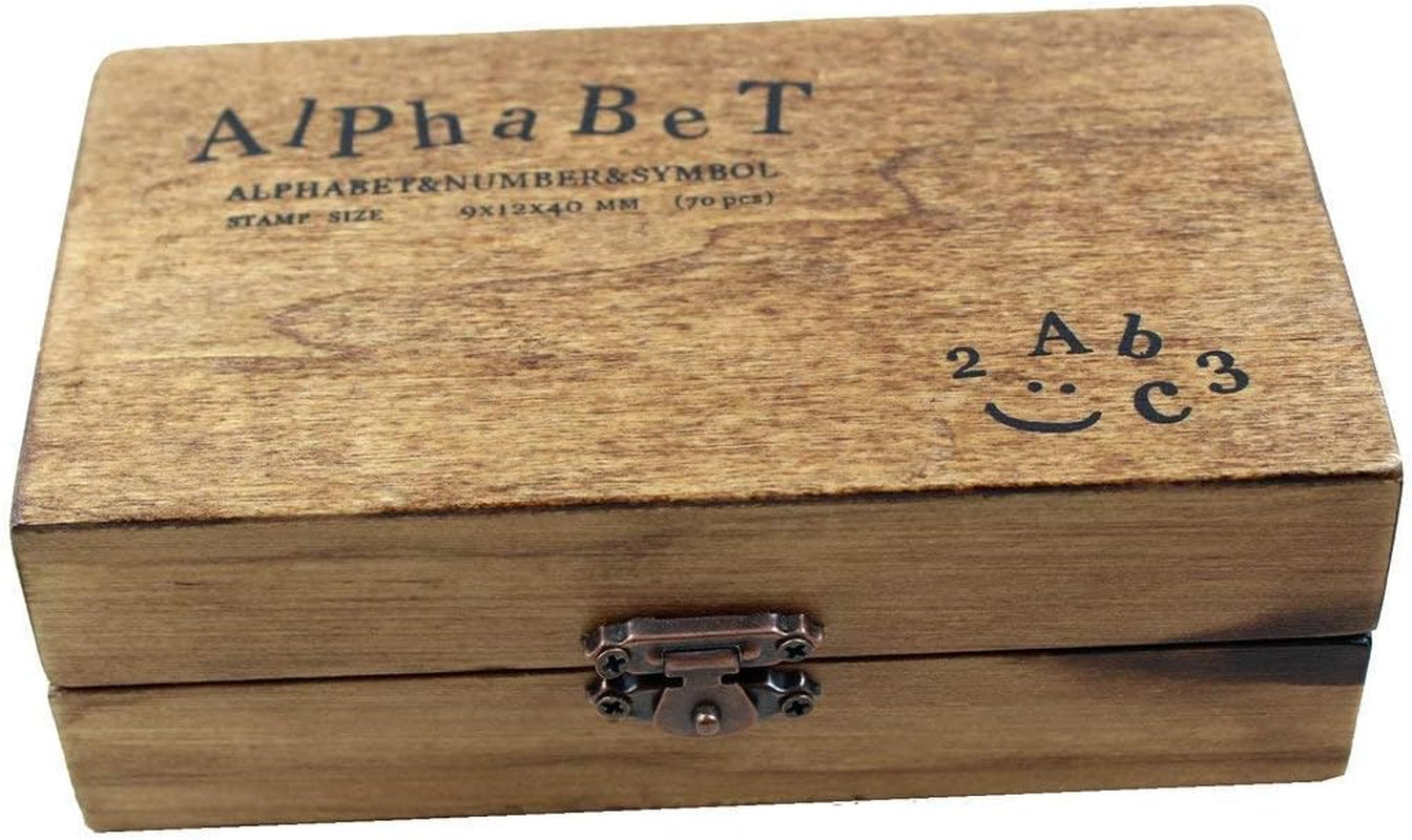 70Pcs/Set Wooden Box Multipurpose Number Alphabet Letter Wood Rubber Stamp New