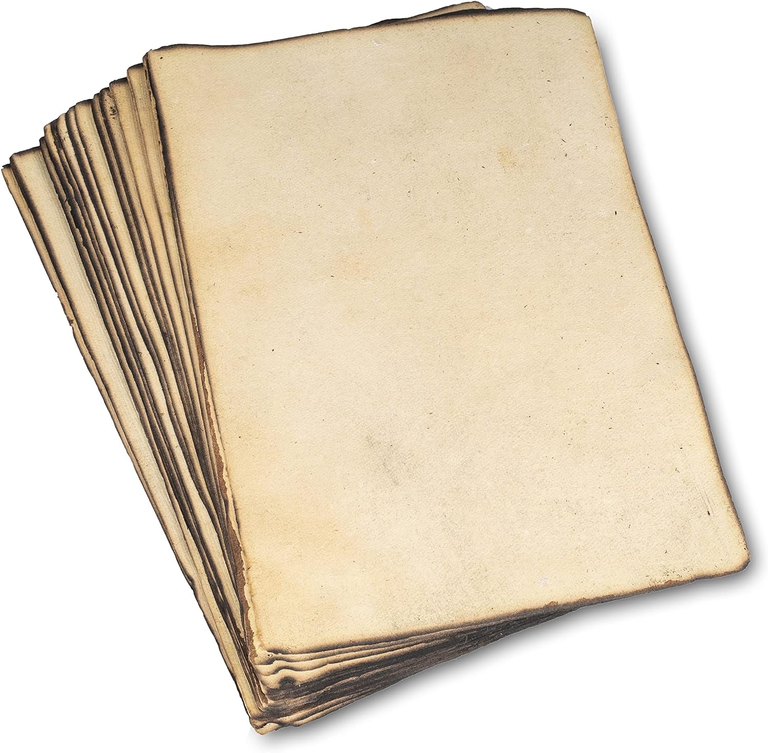 Handmade Antique Blank Paper with Slightly Burned Paper Edge - 8.3 X 5.8 - A5 Package of 50 for Writers, Invitations, Crafts - Thick 150 GSM Recycled Paper