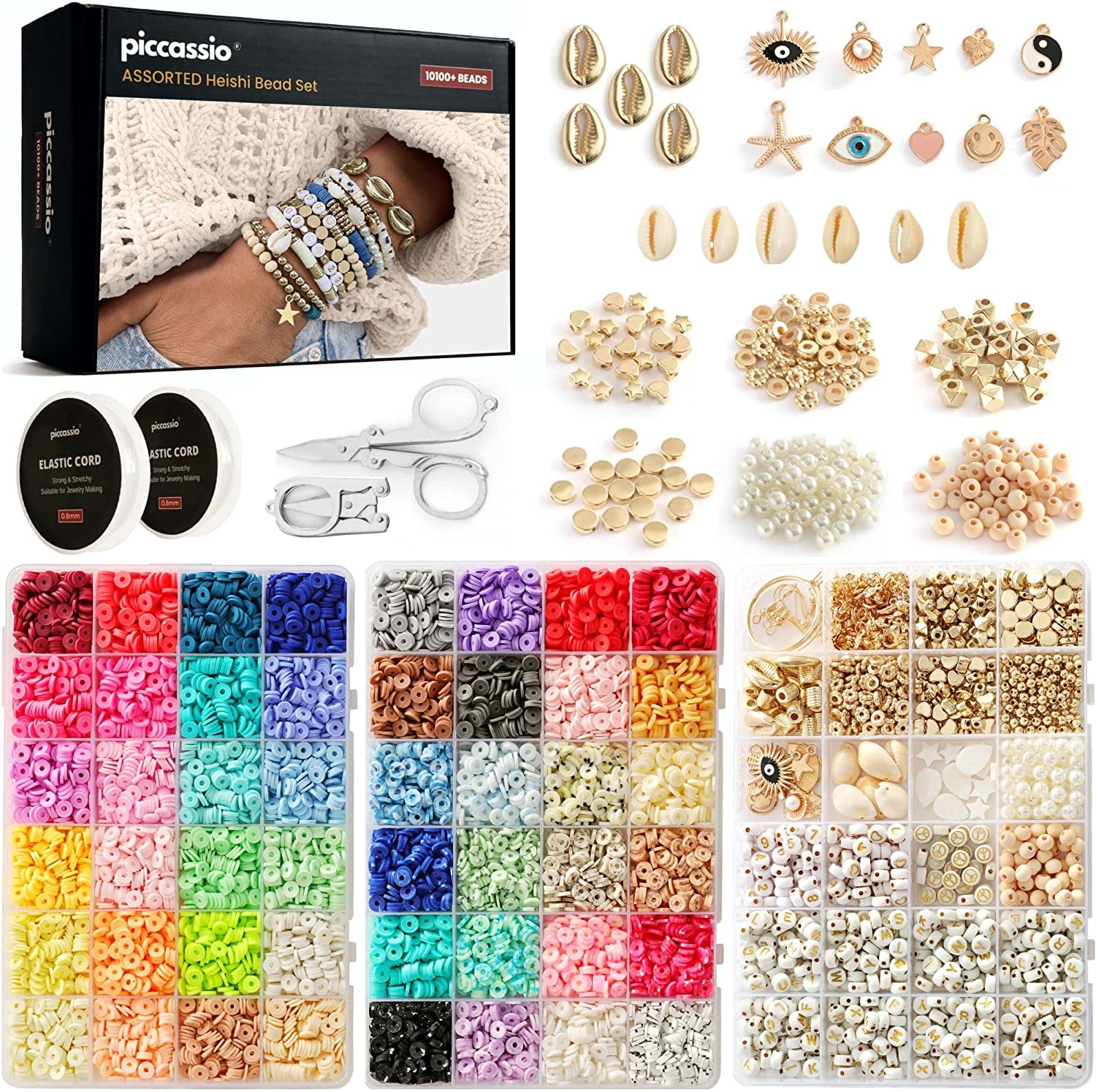 10100+ Pcs Clay Beads Bracelet Making Kit - Heishi Beads for Jewelry Making Kit - Polymer Clay Beads Bracelet Making Kit