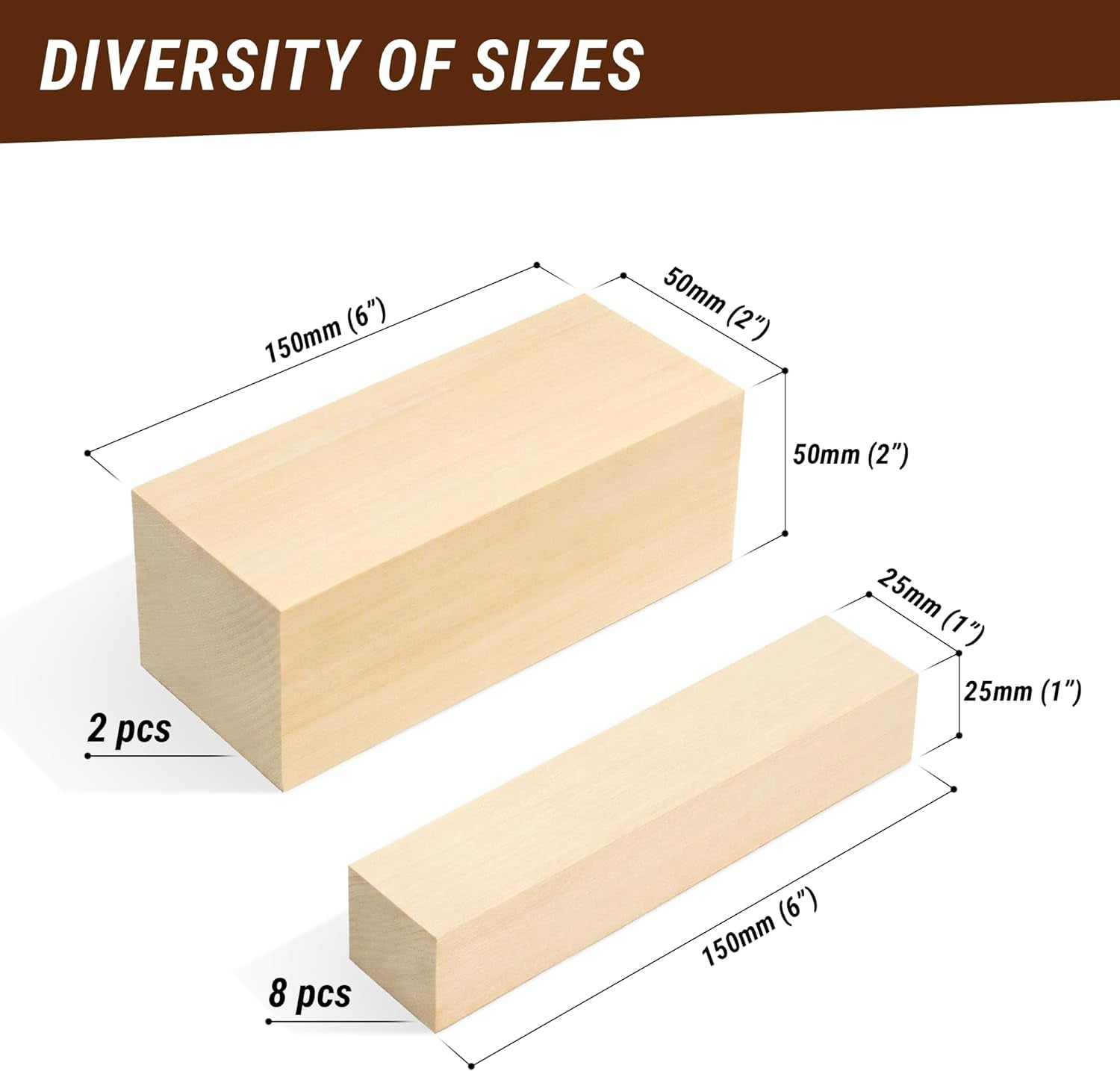 BW10 Large Basswood Carving Blocks Set Bass Wood for Wood Carving Unfinished Wood Blocks - Whittling Wood Soft Carving Wood Blocks for Carving Wooden Block Set Block of Wood for Crafts
