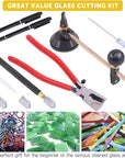 9 Pcs Glass Cutting Tool Set Kit Includes Adjustable Circular Glass Cutter, Glass Running Pliers with Rubber Tip, 2Mm-20Mm Oil Feed Carbide Tip with 3 Bonus Blades for Mirrors Tiles Mosaic