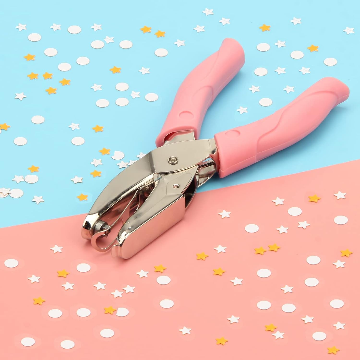 Star-Shape Handheld Hole Paper Punch,  Heart Hole Punch + Star Hole Punch 1/4 Inch Metal Single Hole Paper Punch, with Soft-Handled for Tags Clothing Ticket