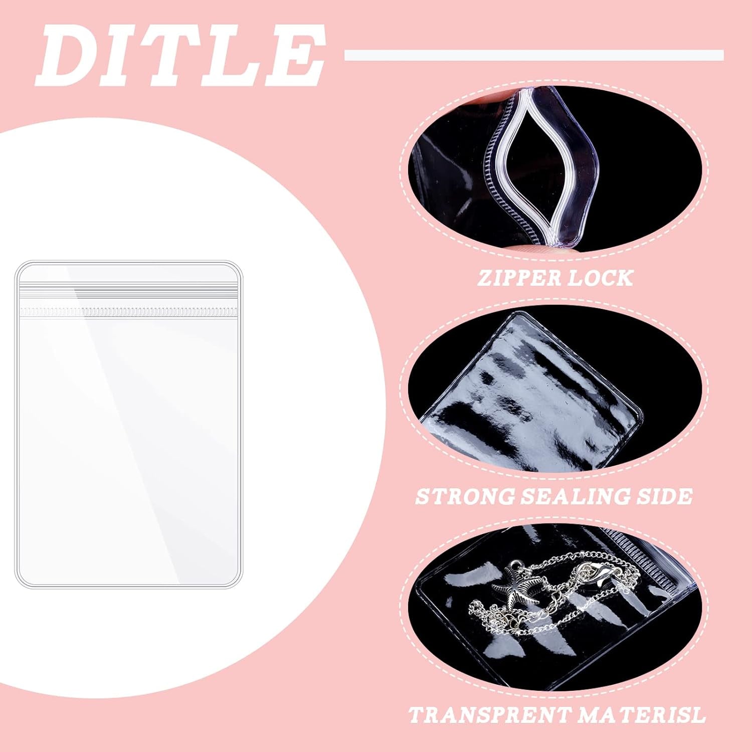 160 Pcs Clear PVC Jewelry Bags Plastic Transparent Jewelry Pouches Rings Earrings Storage Bags anti Tarnish Lock Bags Plastic Small Zipper Bags for Holding Jewelries(5 Sizes)