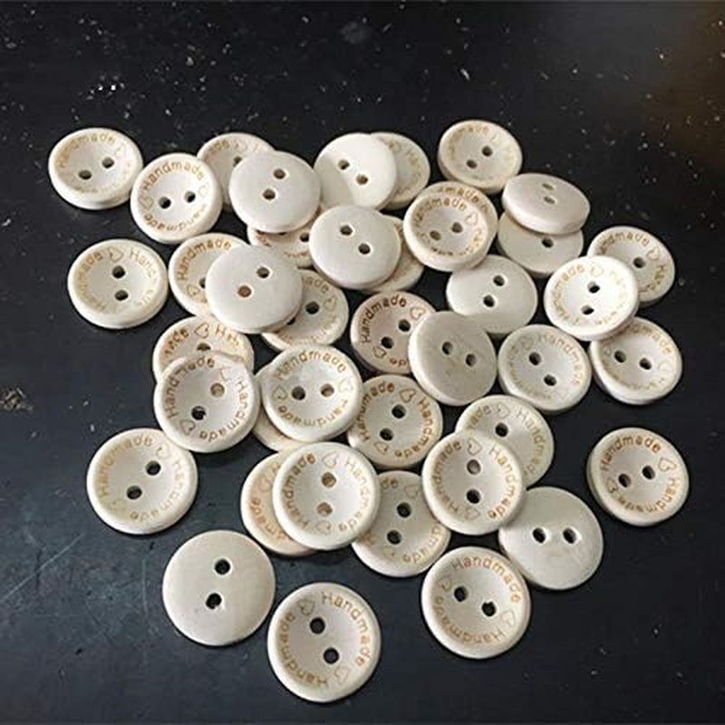 100 Pcs Wooden Handmade Buttons, Crafts Assorted Buttons Wooden Sewing Buttons, for Sewing Clothing Accessories, DIY Crafting Projects Decorations 20Mm