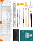 27PCS Craft Weeding Tools for Vinyl Kit,Utility Knife Vinyl Weeding Tool Set with 12Inch Paper Cutter Trimmer for Scrapbooking,Silhouettes,Cameos,Diy Art Crafting,Cutting,Splicing,Cardstock