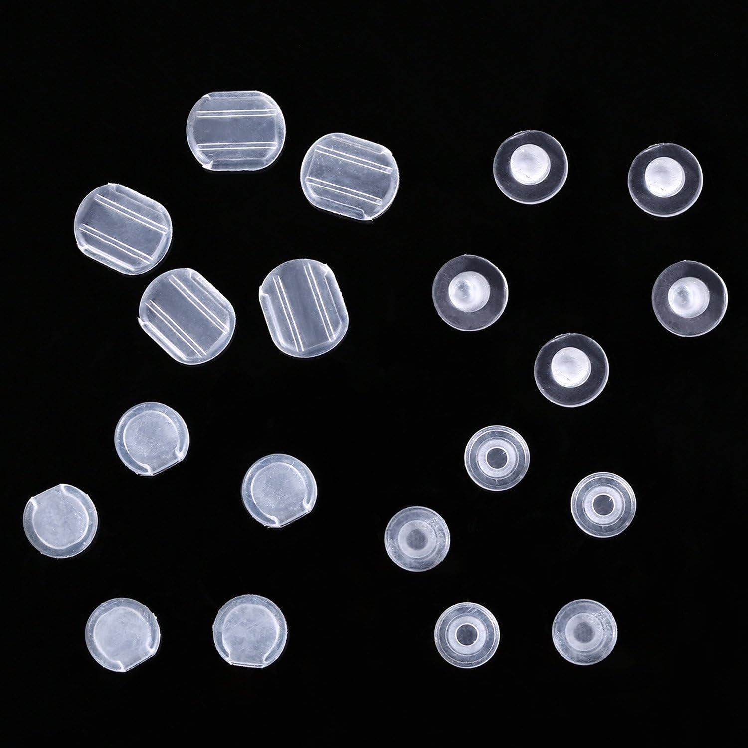 100 Pieces 4 Size Earring Pads Silicone Comfort Earring Cushions for Clips on Earrings, Clear