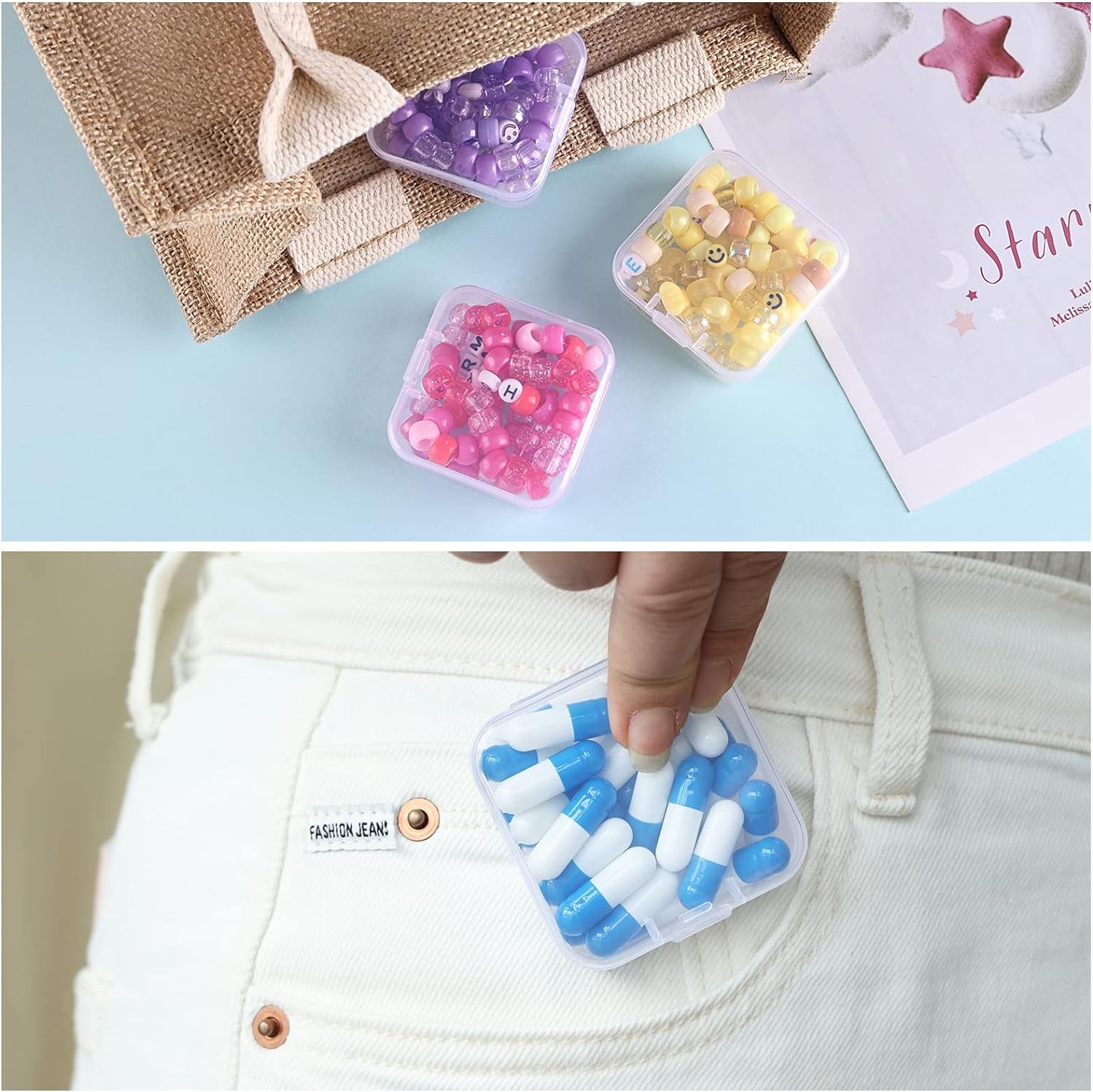 30Pcs Bead Organizers in a Clear Organzier Box, 2 Sets Clear Plastic Diamond Painting Storage Container with Mini Boxes for Craft Organziers and Storage Art Embroidery Nail Accessories