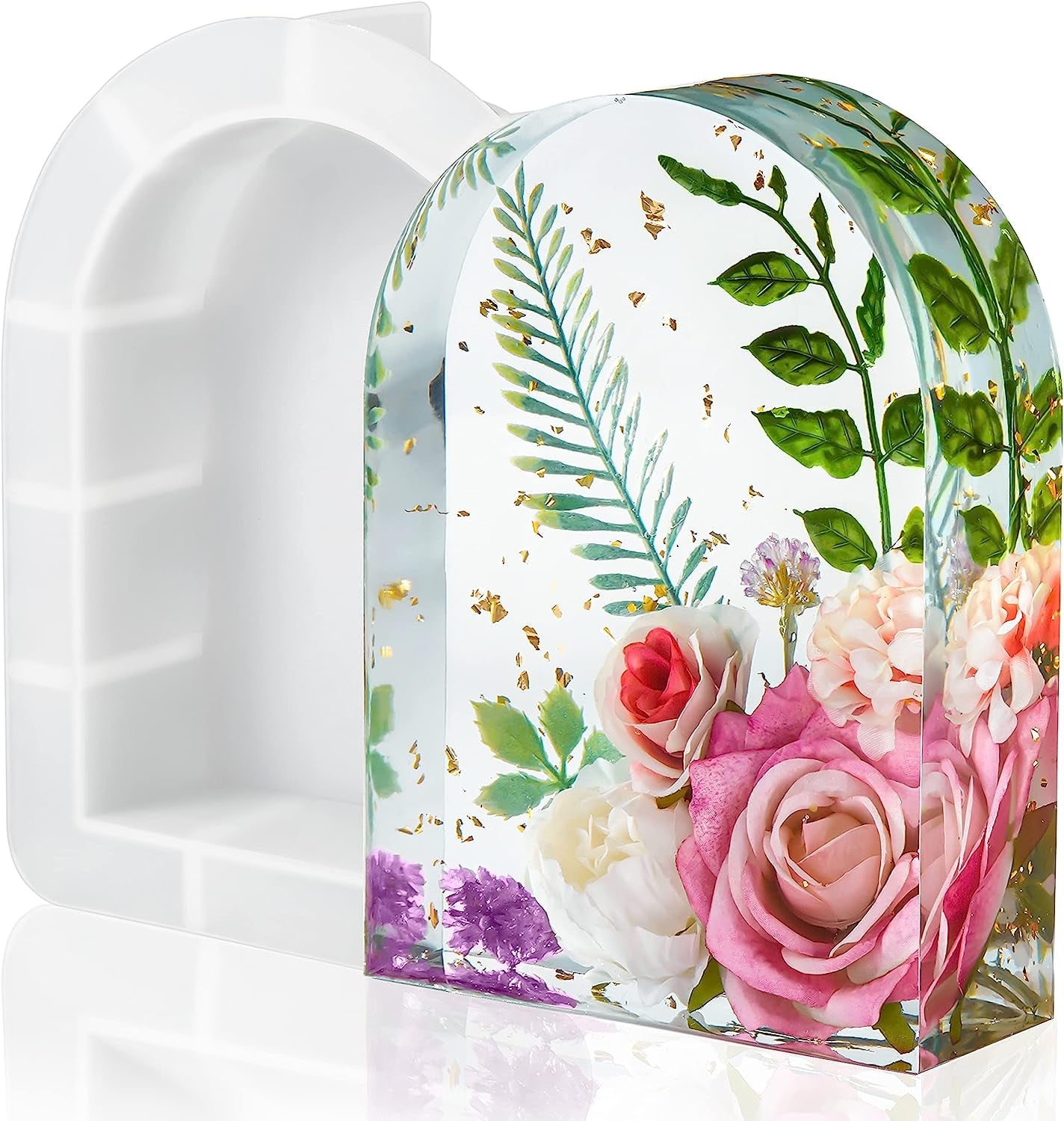 3Pcs Large Silicone Molds for Resin, Glossy Deep Resin Molds Include 13.46" Rectangle Molds,8.86" Hexagon Molds &amp; 6.57" Heart Molds, Epoxy Resin Casting Molds for Flowers Preservation
