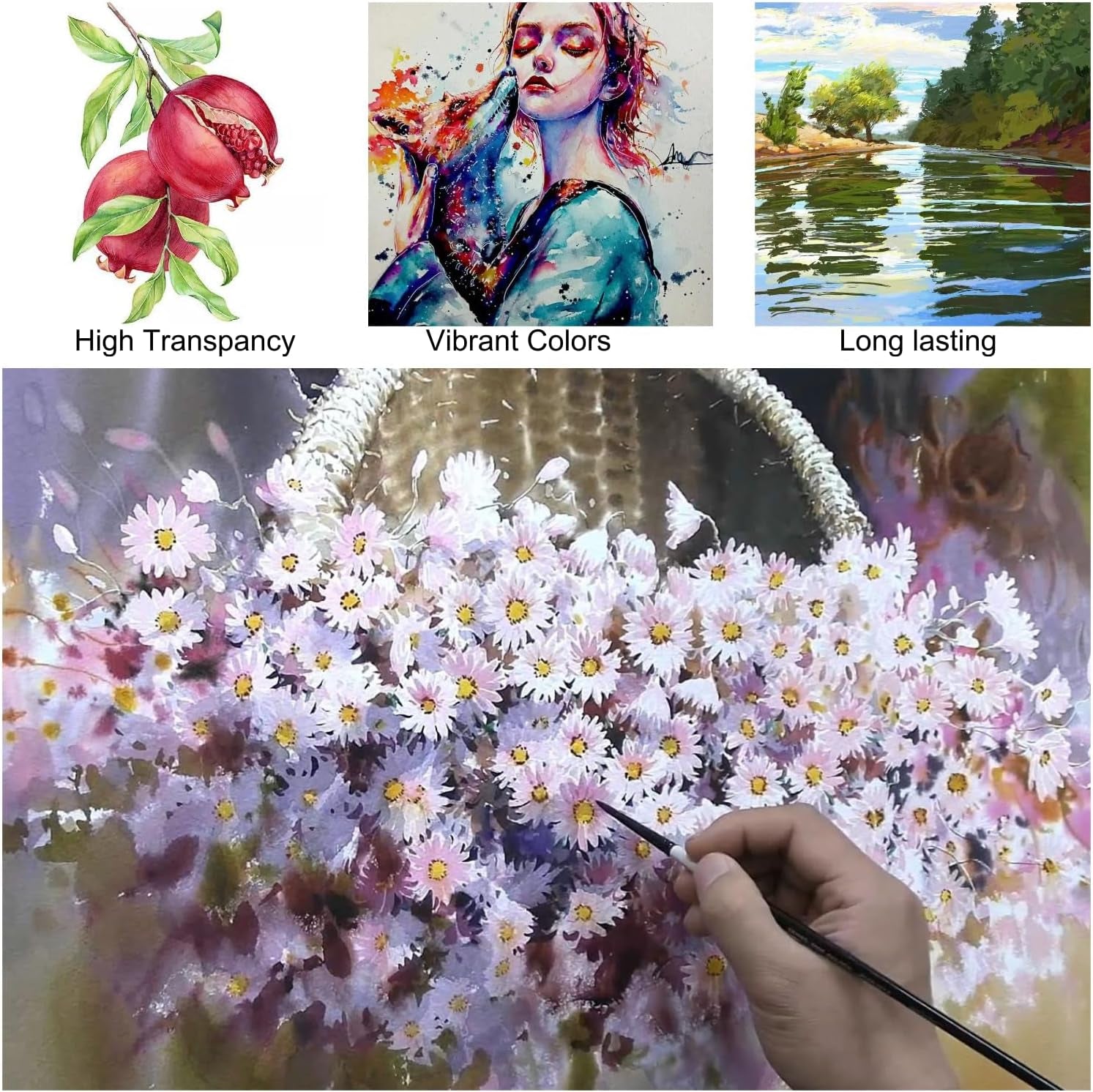 Watercolor Paint Set 50 Vivid Colors, Travel Watercolor Kits with Palette, Brush, Sponge, Ideal for Adults, Kids, Hobbyists, Paingting Lovers, Art Supplies