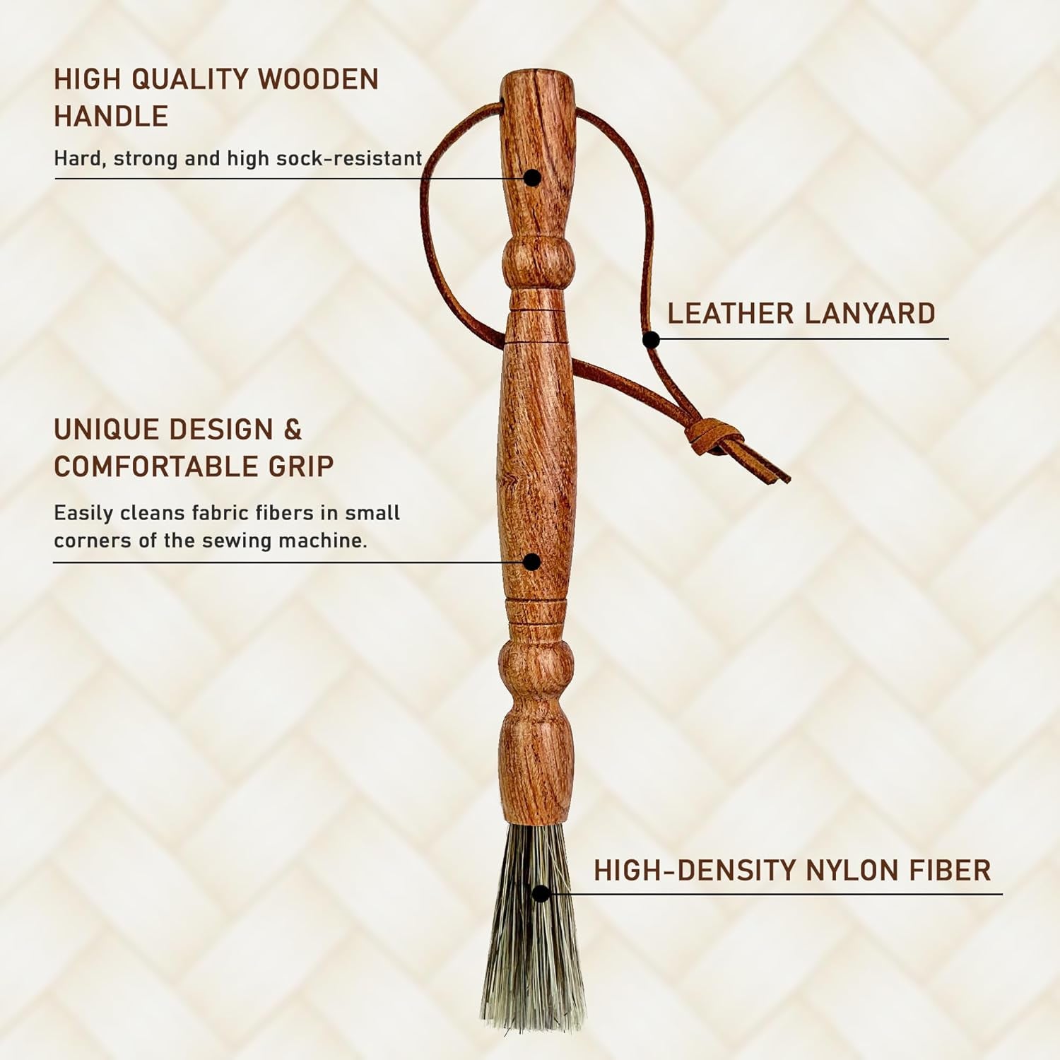 Set 2 Cleaning Brush for Sewing Machine & Sergers - Sewing Tool, Wooden Lint Brush with a Built-In Hanging Strap. Brushing Lint Out of Sewing Machines.