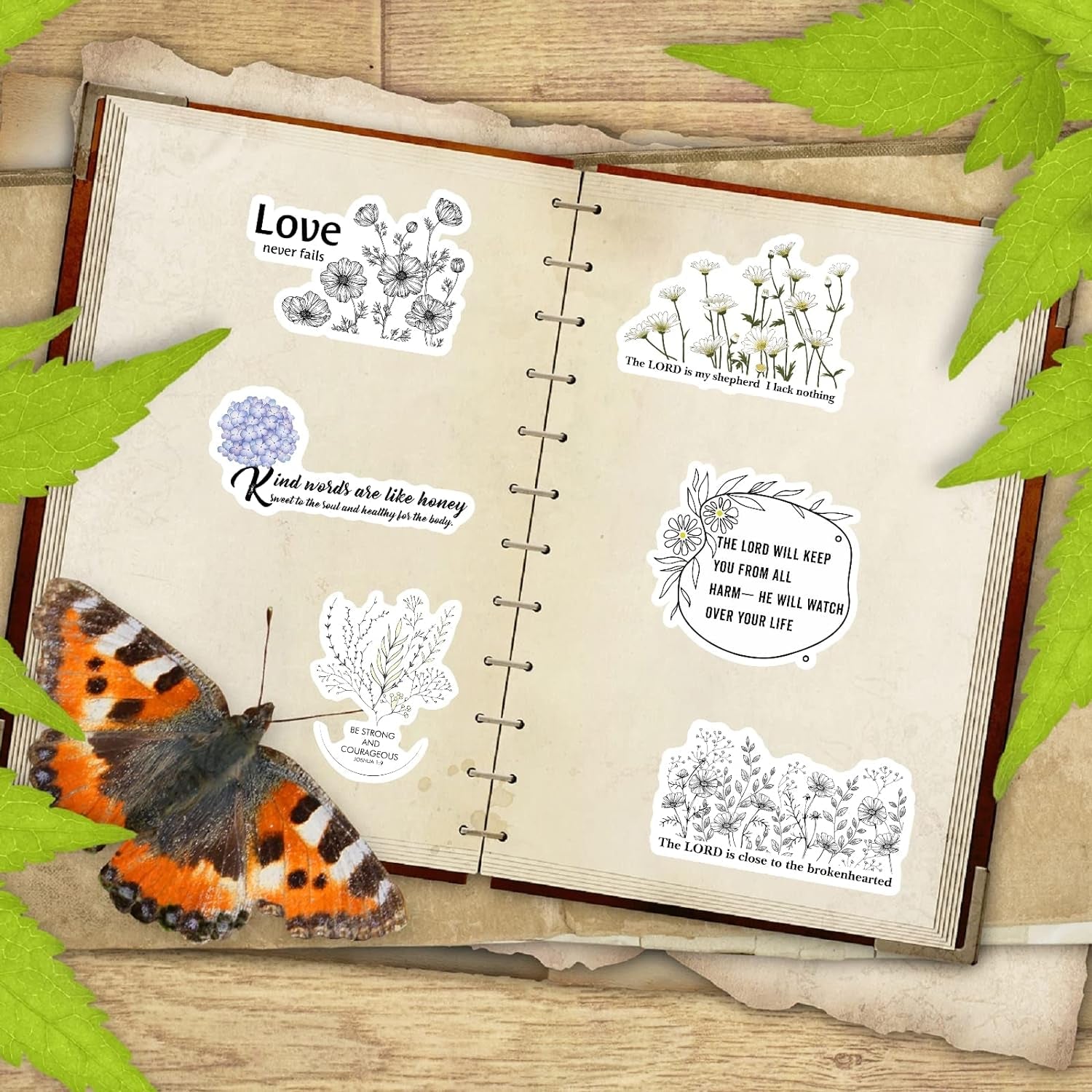 200Pcs Inspired Christian Stickers, Bible Verse Stickers, Blossoms Stickers for Water Bottle Laptop Scrapbooking Decals Christian Gifts Bible Journaling Supplies