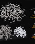 Stainless Steel Earring Hooks French Ear Wire, 600Pcs Earring Making Findings Parts Jewels DIY Supplies Kits, with Silicone Earring Backs Stoppers & Open Jump Ring