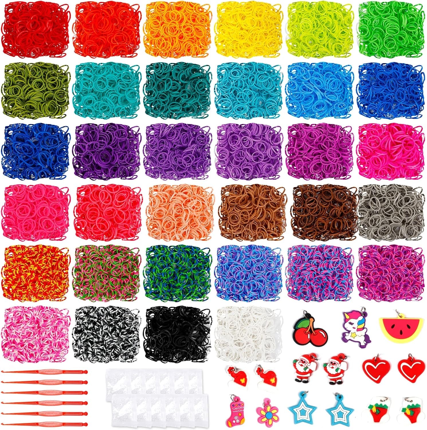 17160+ Loom Rubber Bands Refill Kit in 34 Color with 600 Clips,6 Hooks,1 Instruction, Premium Bracelet Making Kit for Kids Weaving DIY Crafting Gift