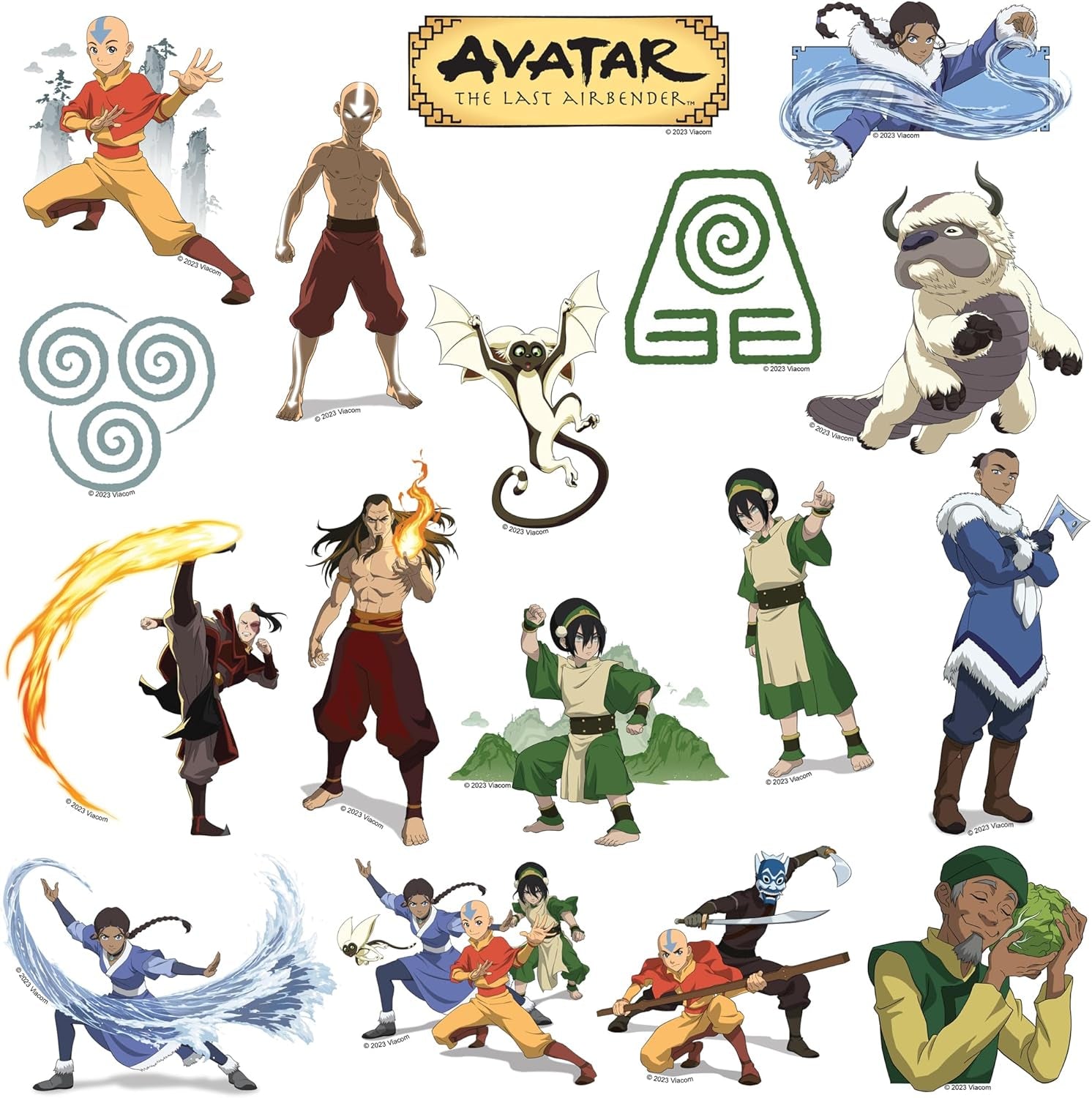 Avatar the Last Airbender 50Ct Vinyl Large Deluxe Stickers Variety Pack - Laptop, Water Bottle, Scrapbooking, Tablet, Skateboard, Indoor/Outdoor - Set of 50