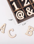 270 Pieces 1 Inch Wood Alphabet Letters Wooden Numbers Mini Blank Wood Symbols Unfinished Wood Heart Star Paw with Rustic Storage Tray for Home Decor Spelling Education Homemade Crafts Party Gifts
