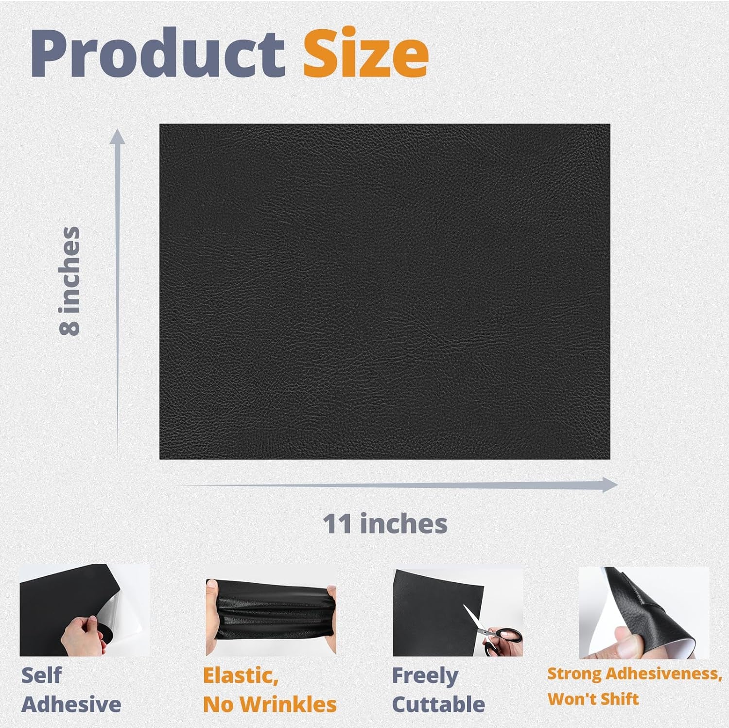 Self Adhesive Leather Repair Patch 3 Pcs, 8 X 11 Inch Black Leather Repair Patch, Leather Repair Tape for Furniture, Couch, Car Seat, Office Chair