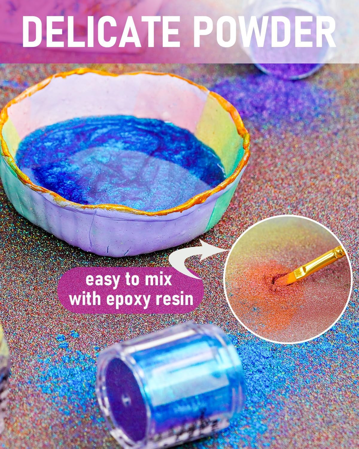 8 Colors Chameleon Mica Powder, Color Shift Mica Powder for Epoxy Resin &amp; Tumbler, Resin Supplies Pigment Powder for Soap Making 0.17 Oz/Jar