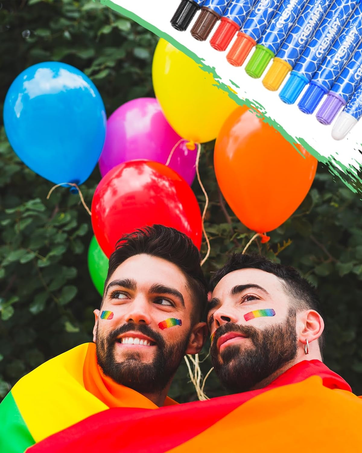 Rainbow Colors Face Painting Kits- 16 Colors Twistable Face Paint Marker Sticks with 2 Brushes, LGBT Washable Face Paint Crayons Kit, Birthday, Pride Day