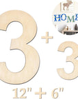Large Wooden Number 5, Unfinished Wood Crafts Wood Numbers Letters for DIY Craft Projects, Birthday, Party, Wedding Decorations, Big Wooden Numbers 12 Inch and Small Wooden Numbers 6 Inch (2Pcs/Set)