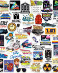 Back to the Future 50Ct Vinyl Large Deluxe Stickers Variety Pack - Laptop, Water Bottle, Scrapbooking, Tablet, Skateboard, Indoor/Outdoor - Set of 50