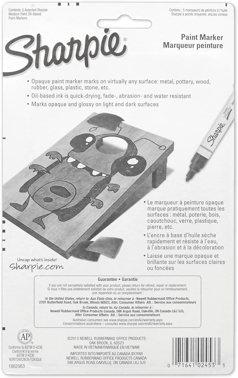 Oil-Based Paint Markers, Medium Point, Bright Colors, 5 Count - Great for Rock Painting