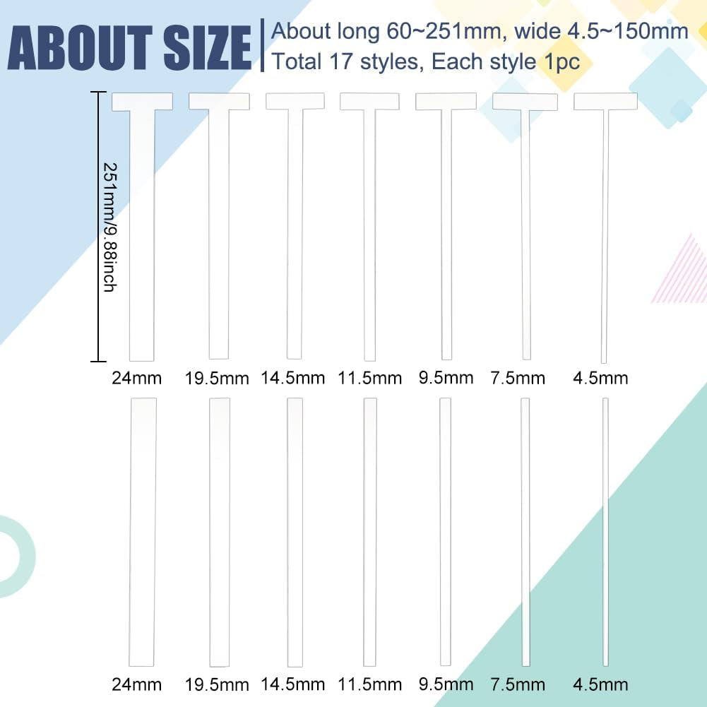 17 PCS Acrylic Bookbinding Spacer Tools, Clear Handmade Tools, Ladder & L/T Shape & Straight Edge for Making Books with Spine, Double Cover Structure, Album Cover