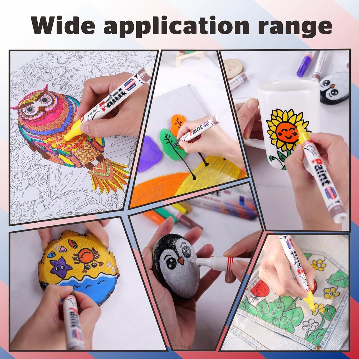 Permanent Paint Pens,Medium Tip Oil-Based Paint Pens,Never Fade Quick Dry and Waterproof Paint Marker Pen for Plastic,Metal, Wood,Glass, Rock, Fabric,Diy Craft and More(Set of 8)