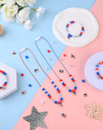4Th of July Jewelry Craft Kits DIY Bead Necklace Crafts USA Letter Beads Red White Blue Beads for Patriotic Day Jewelry Making Kits Independence Day Decorations