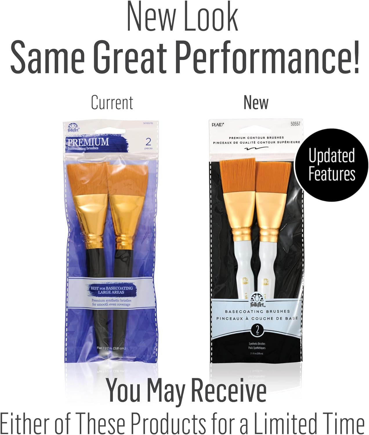 50557E Flat Brush, (2-Piece), Gold Taklon