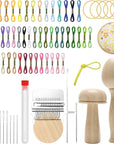 Darning Egg Darning Mushroom for Socks Darner Egg Kit Include 14 Hooks Small Small Weaving Darning Loom 9 Large Eye Needles 50 Colors Darning Thread for DIY Handicraft Home Sewing Care